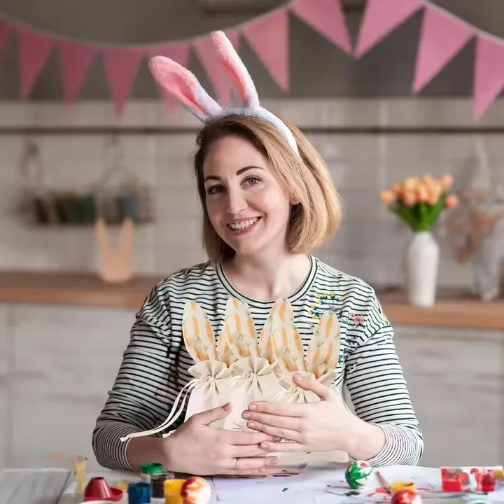 Rabbit Easter Burlap Gift Bags