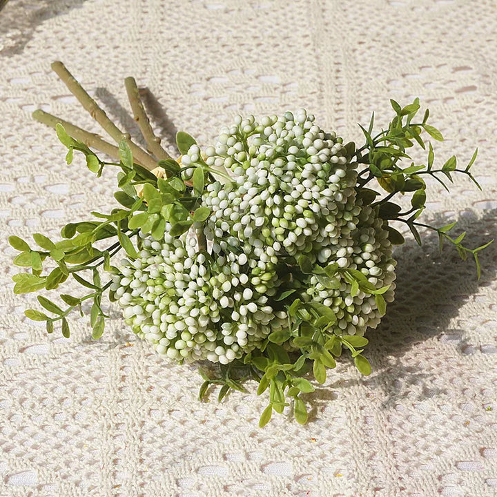 Lina 11 Inch Hydrangea and Oat Grapes Artificial Flower
