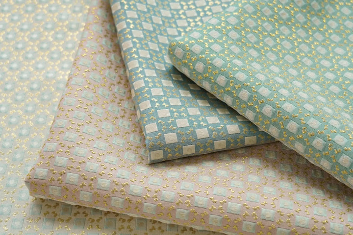 Sumira Gold Silk Geometric Relief Jacquard Fabric