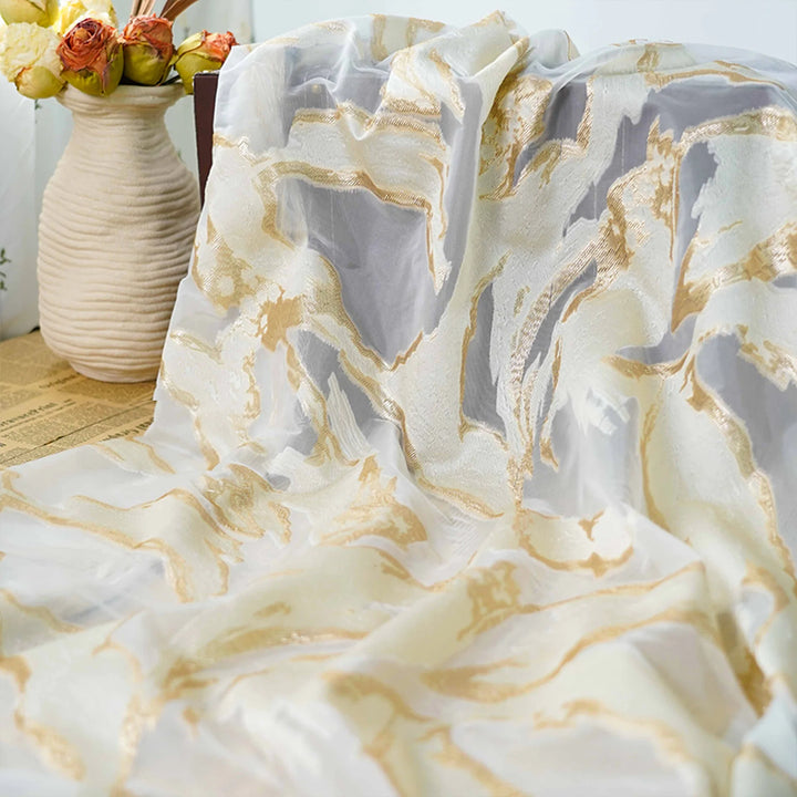 Kmos Artistic Style Light Gold Burnout Jacquard Fabric