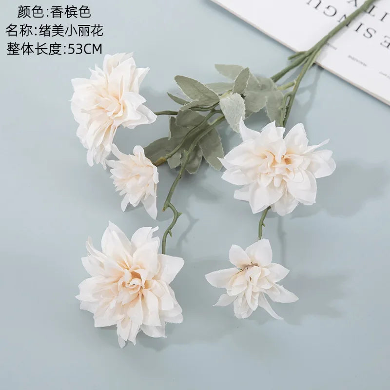 Glimmer 5 Head Artificial Flower Dahlia Flower