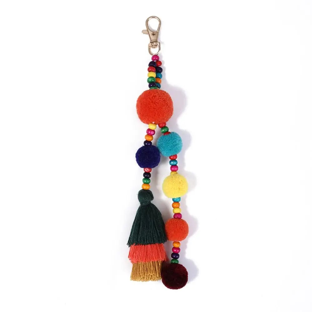 Veloura Boho Pom Pom Gradient Colors Tassels