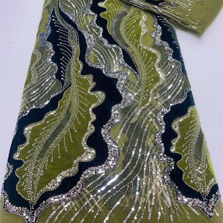 5 YARDS / 6 COLORS / Beadique Abstract Beaded Embroidery Bridal Mesh Lace Fabric