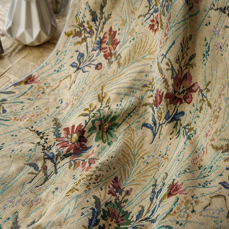 Vintage Floral Multi Color Chenille Woven Jacquard Fabric