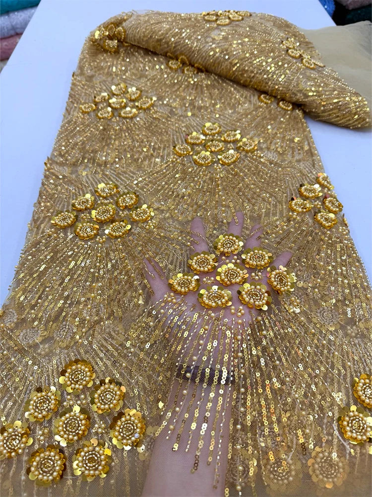 5 YARDS / 7 COLORS / Rosalind Beaded Embroidery Bridal Mesh Lace Fabric