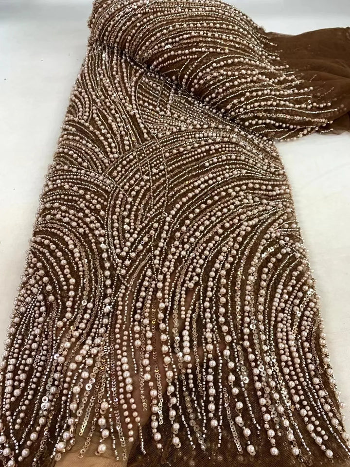 5 YARDS / 8 COLORS / BION Sequin Beaded Embroidery Glitter Mesh Dress Lace Fabric