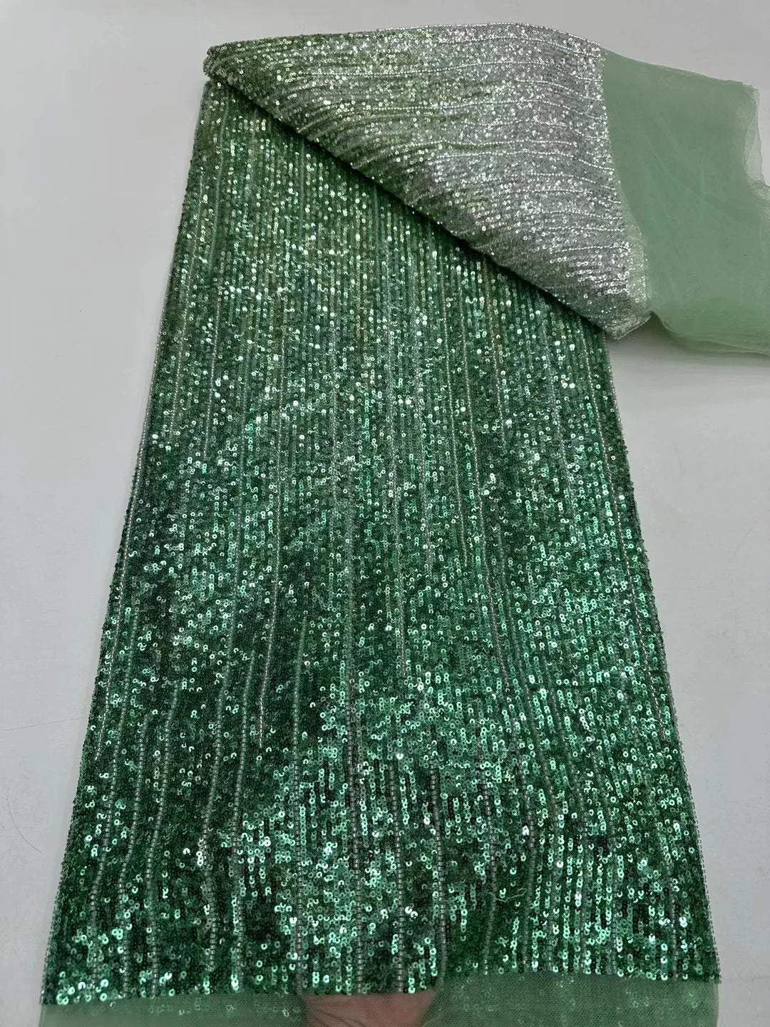 5 YARDS / 7 COLORS / HESPEROS Sequin Beaded Embroidery Glitter Mesh Dress Lace Fabric