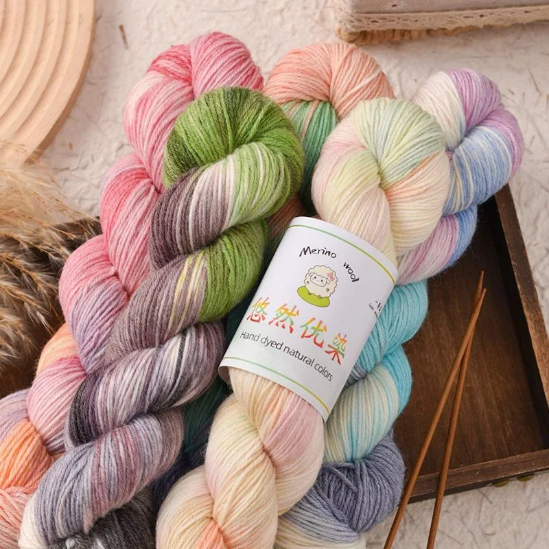 100g Colorful Merino Wool Yarn Handmade Dyed Yarn