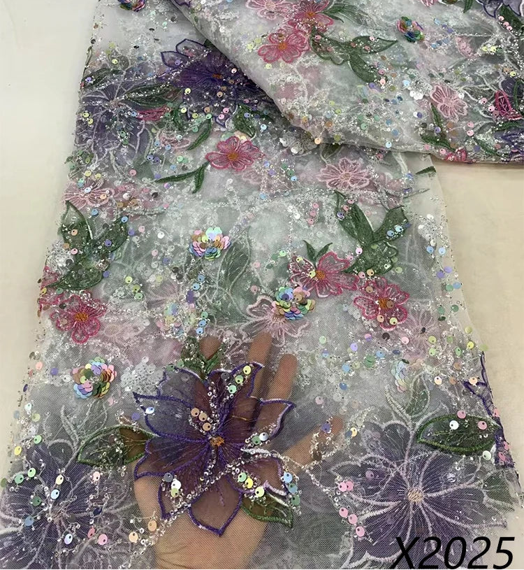 5 YARDS / 5 COLORS / Ophelia Beaded Embroidery Bridal Mesh Lace Fabric