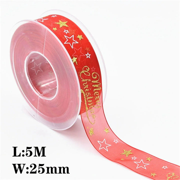 5 Meters / Christmas Satin Natural Organza Ribbon