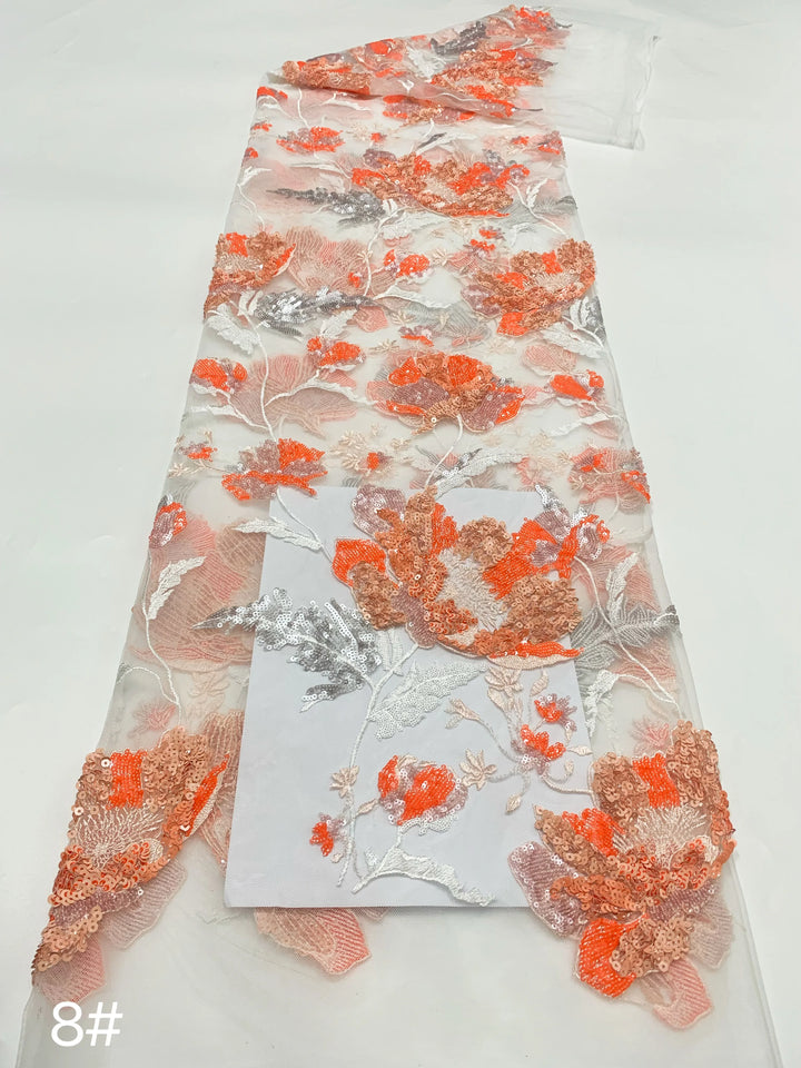 5 YARDS / 10 COLORS / Aurette Floral Beaded Embroidery Bridal Mesh Lace Fabric