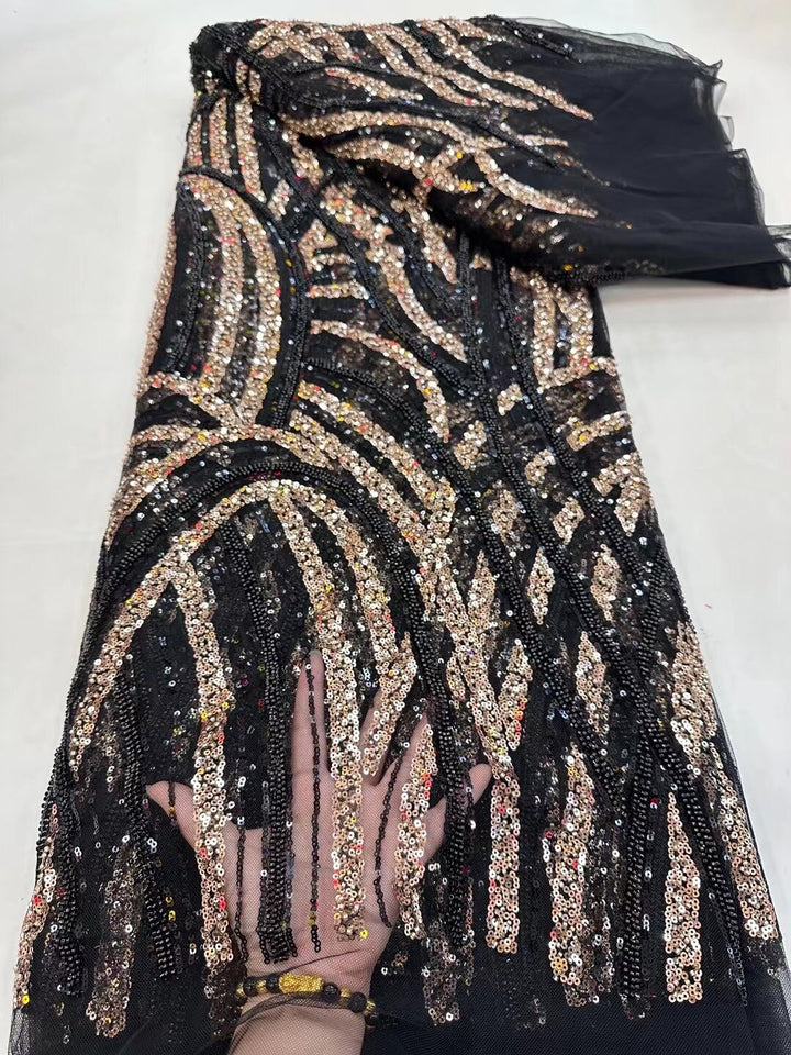 5 IARDE / 8 COLORI / Tessuto per abiti da cerimonia nuziale in pizzo scintillante con ricami di perline e paillettes Imran