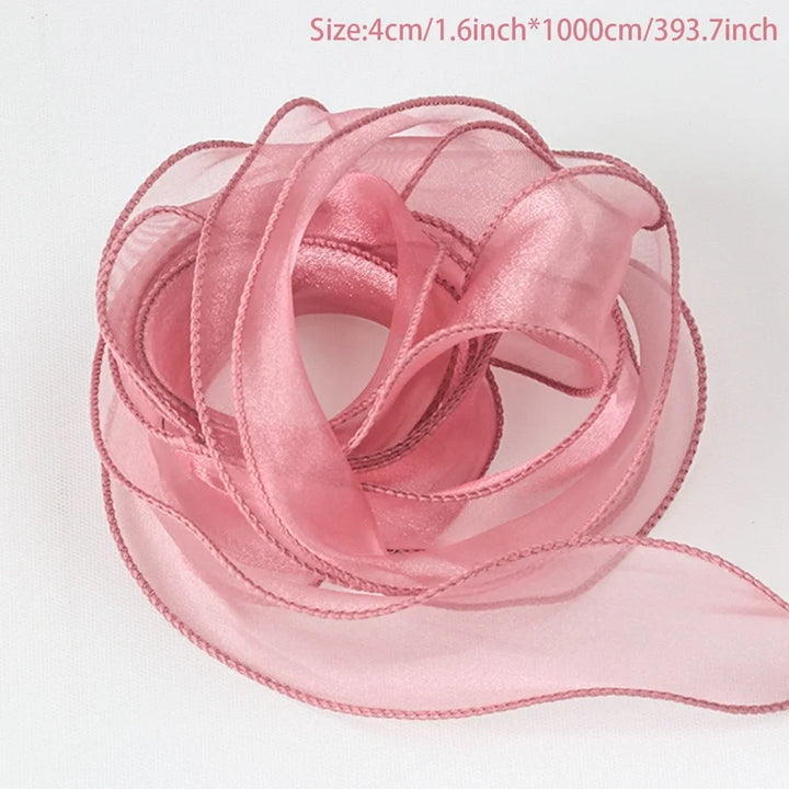 10 Meter / Sheer Wired Chiffon Organza Decoration Ribbon