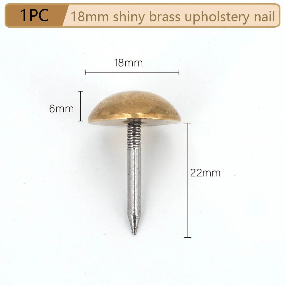 Round Dome Solid Brass Upholstery Nails