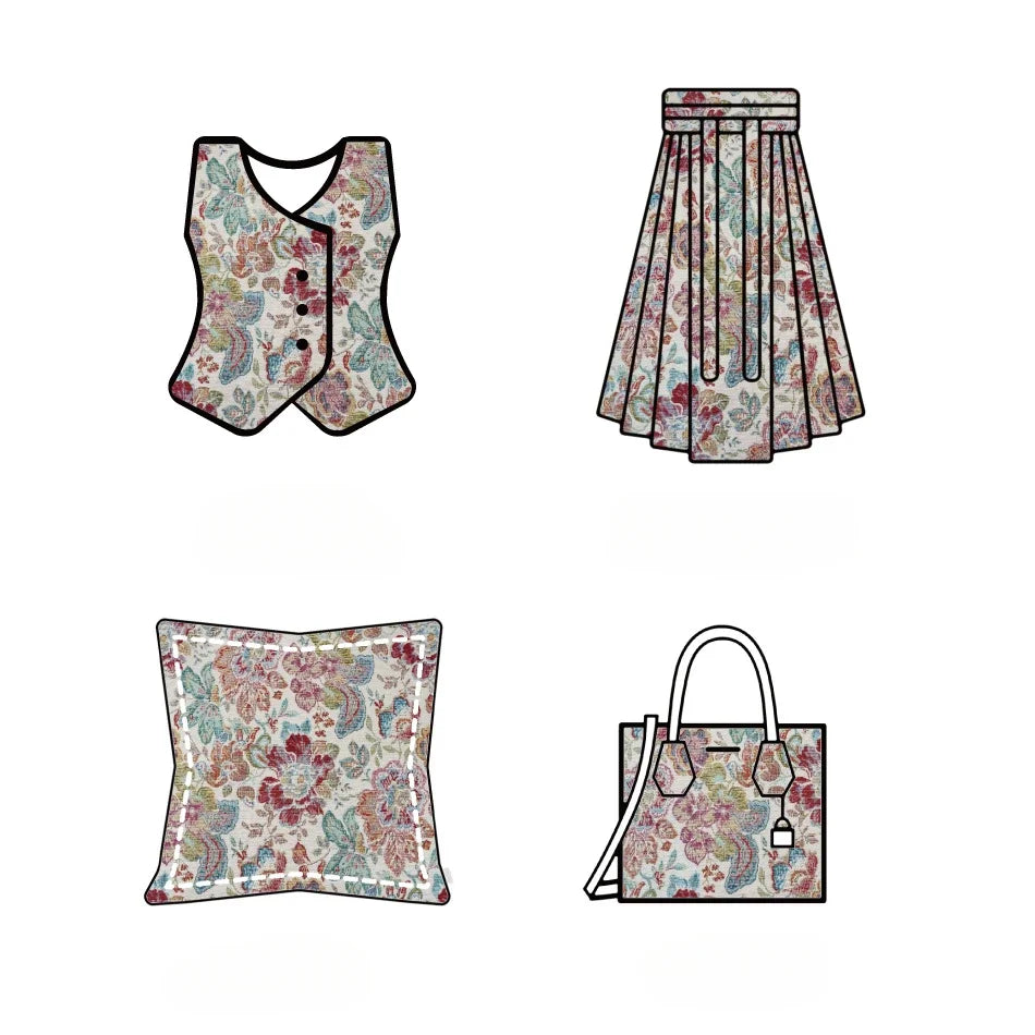 Chachos Multicolor Flower Woven Chenille Fabric