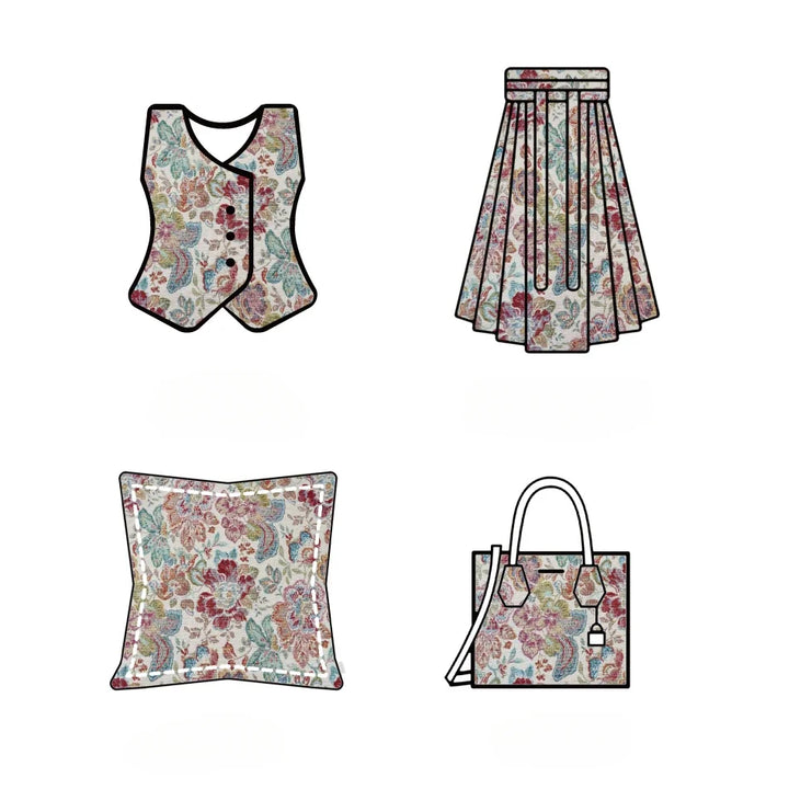 Chachos Multicolor Flower Woven Chenille Fabric