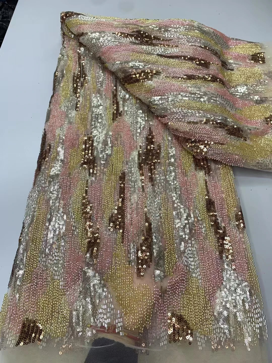 5 YARDS / 9 COLORS / Emberis Beaded Embroidery Bridal Mesh Lace Fabric