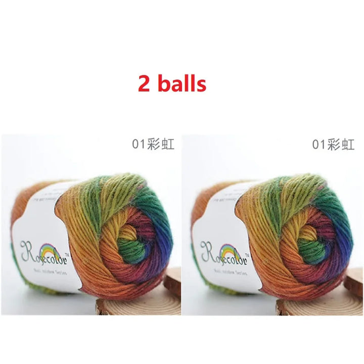 100% Wool Yarn Rainbow Color for Hand Knitting Crochet