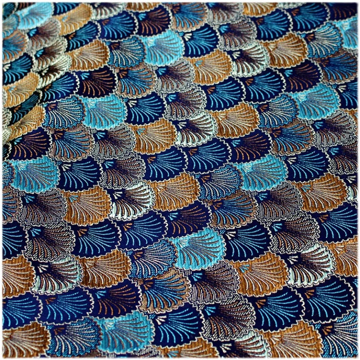 Ancora Oriental Ocean Blue Jacquard Fabric