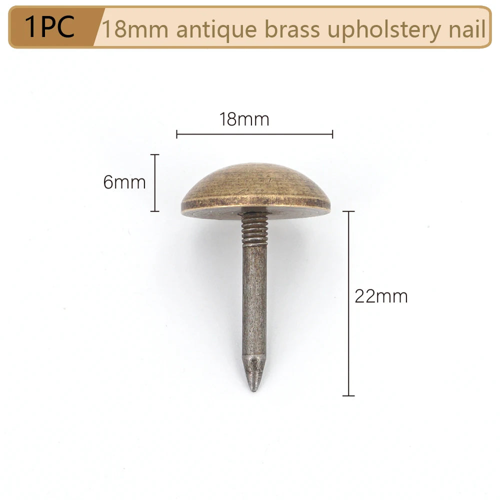 Round Dome Solid Brass Upholstery Nails