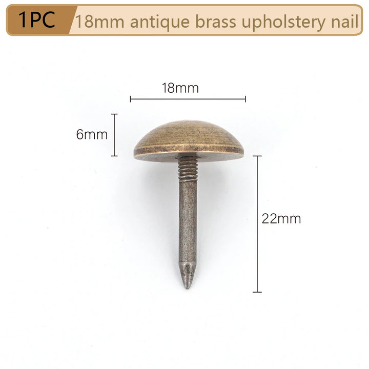 Round Dome Solid Brass Upholstery Nails