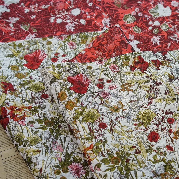 Alice Red Floral Chenille Jacquard Fabric