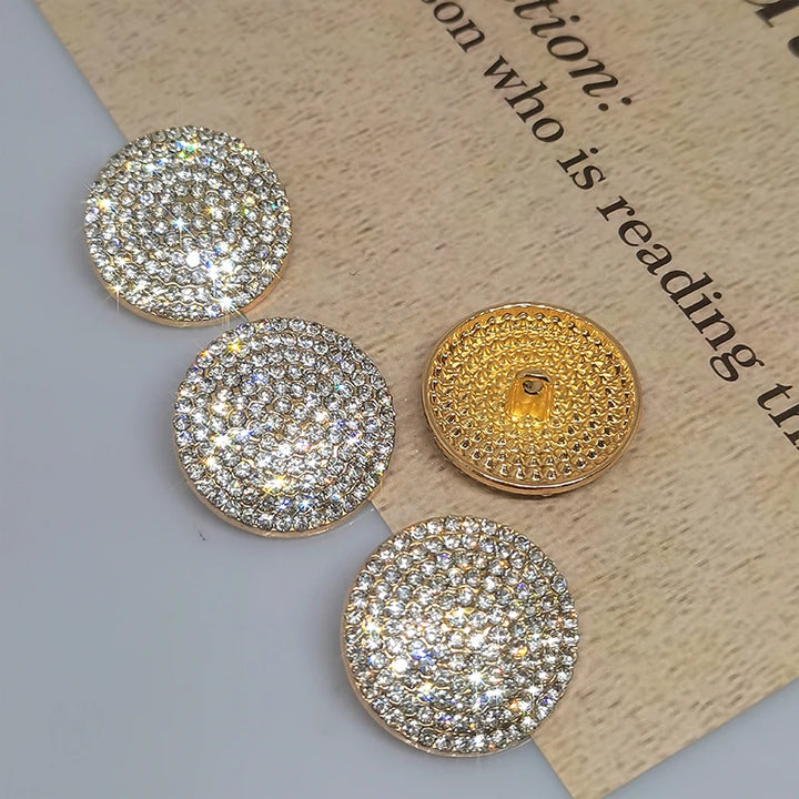 Shuier 26MM Rhinestone Metal Round Buttons - 6 PC