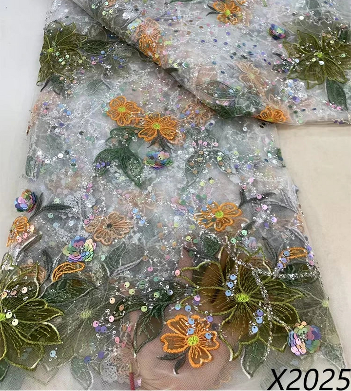 5 YARDS / 5 COLORS / Ophelia Beaded Embroidery Bridal Mesh Lace Fabric