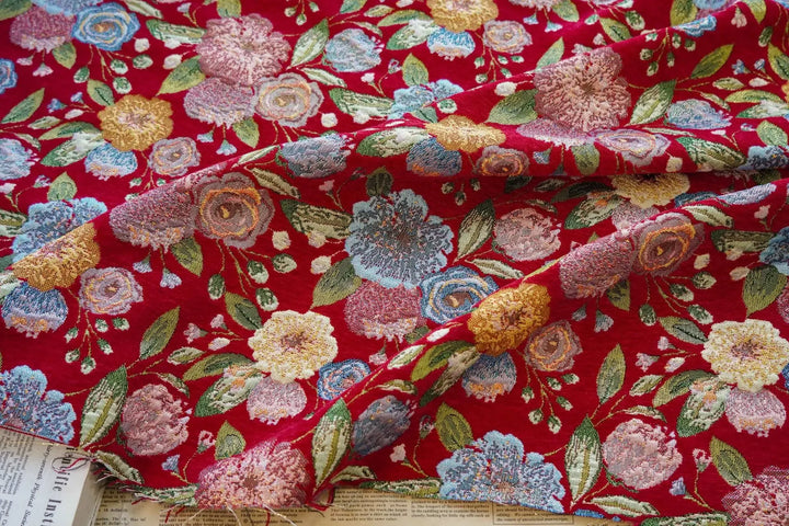 Cakanta Thick Gold Silk Large Flower Jacquard Fabric