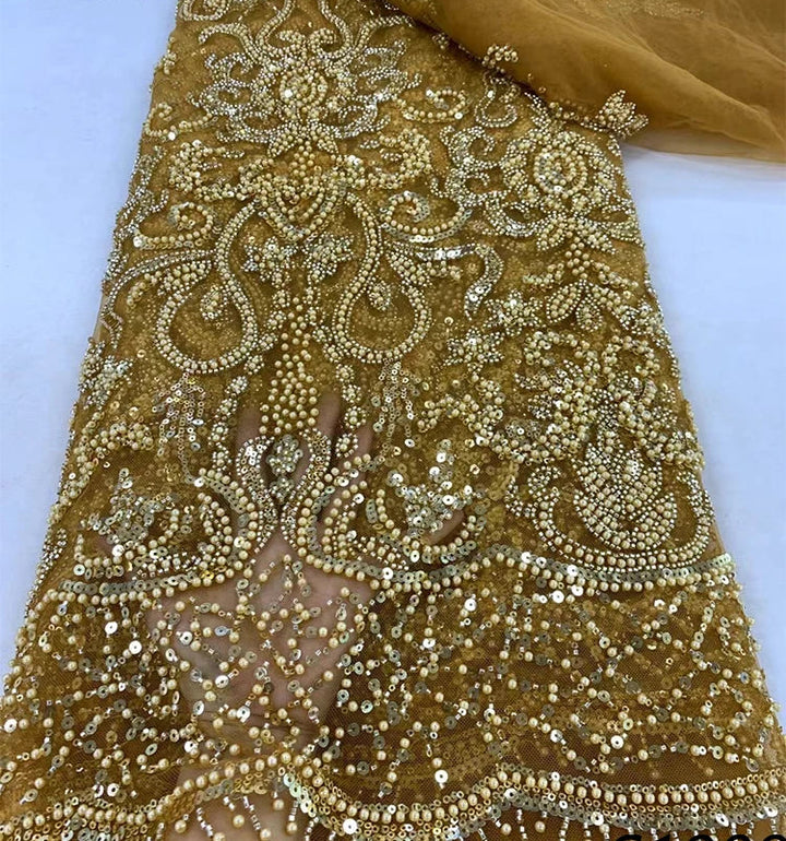 5 YARDS / 13 COLORS / Luxoria Beaded Embroidery Bridal Mesh Lace Fabric