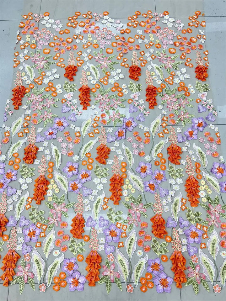 Auro Embroidered Tulle Lace Fabric