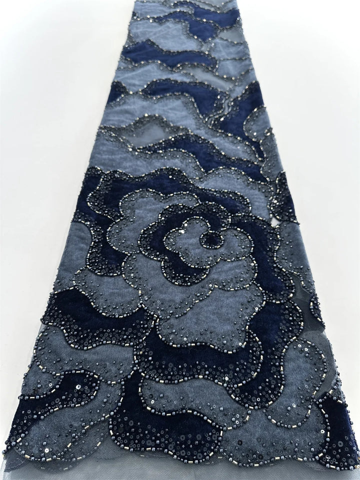 5 YARDS / 6 COLORS / Althéa Beaded Embroidery Bridal Mesh Lace Fabric