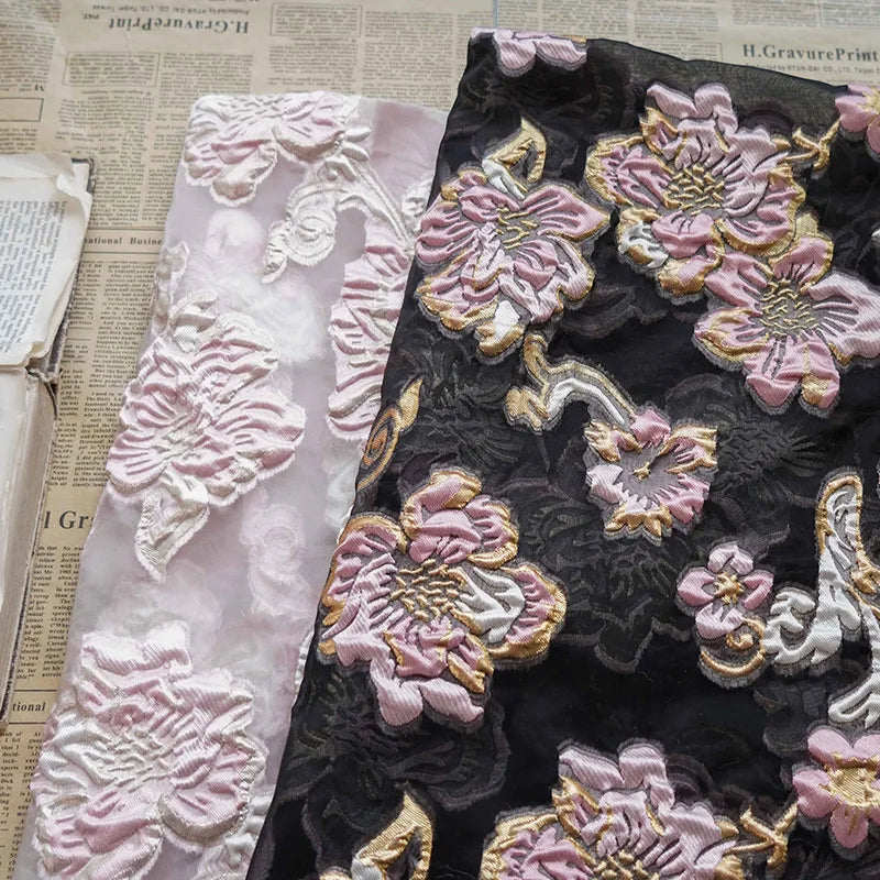 Loopi Retro Embossed Large Flower Yarn Dyed Jacquard Fabric