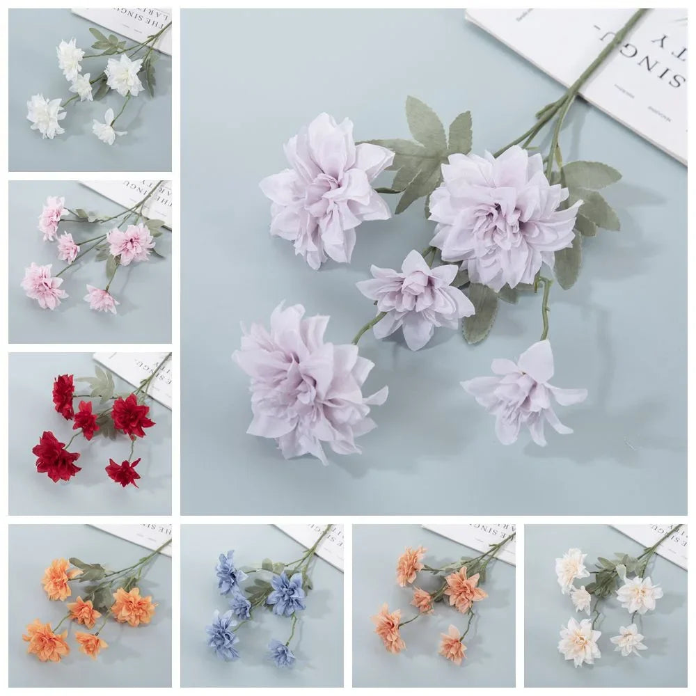 Glimmer 5 Head Artificial Flower Dahlia Flower
