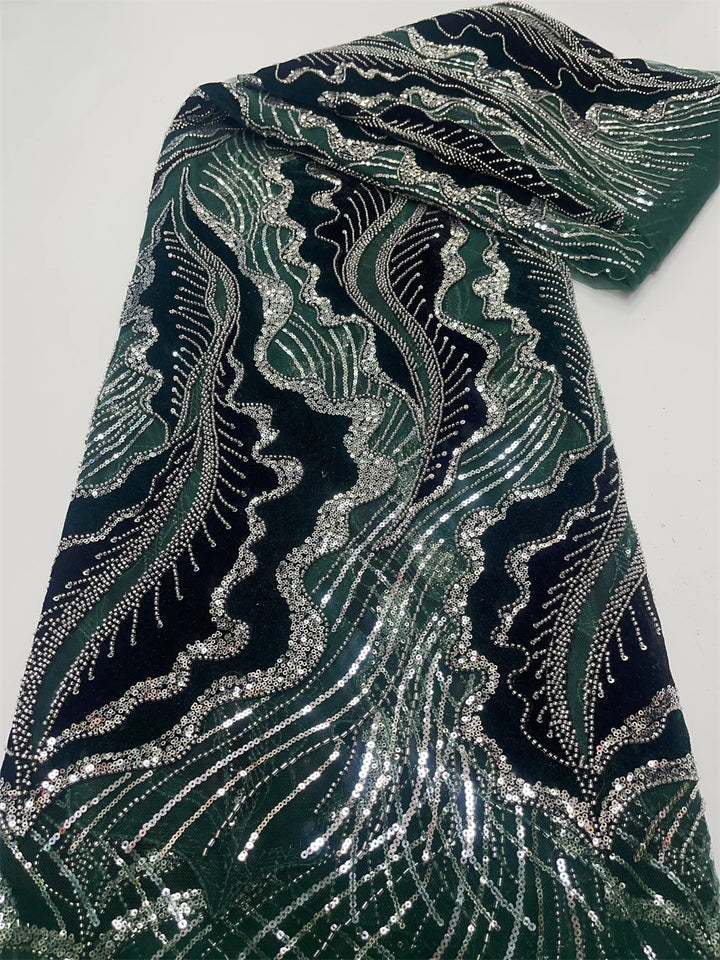 5 YARDS / 6 COLORS / Beadique Abstract Beaded Embroidery Bridal Mesh Lace Fabric