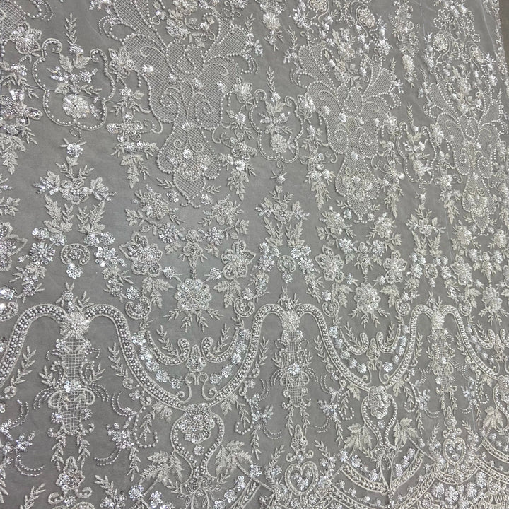 5 YARDS / 16 COLORS / Tomekate Floral Sequin Beaded Embroidery Tulle Mesh Lace Dress Fabric