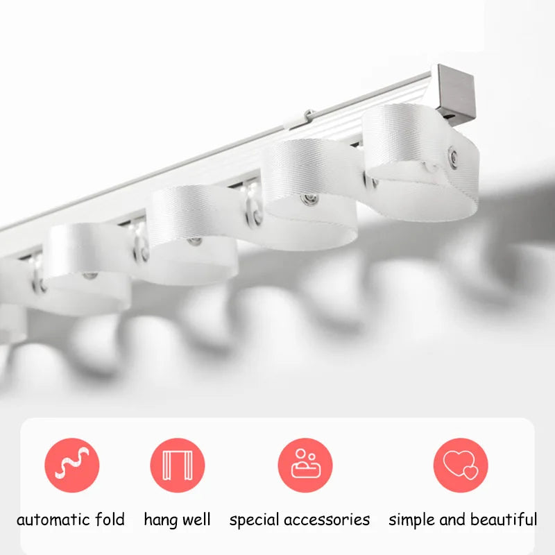 Crest S Fold Ripplefold Wave Curtain Track Set with Heading Tape