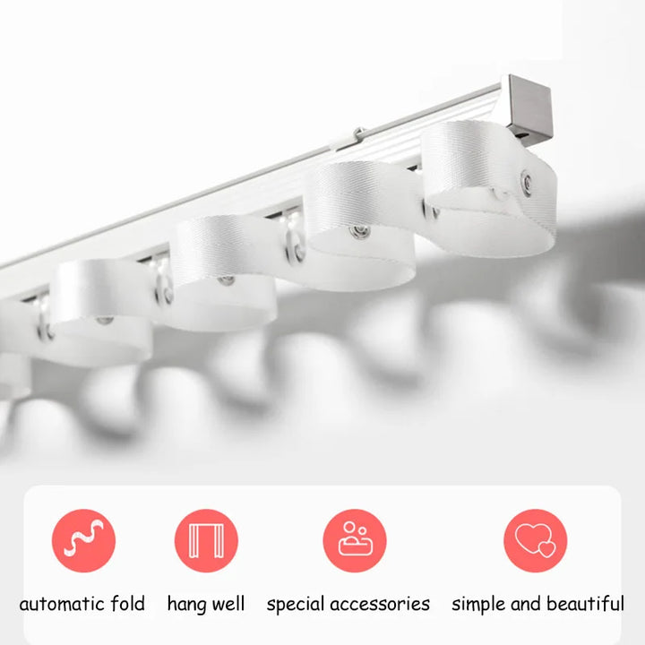 Crest S Fold Ripplefold Wave Curtain Track Set with Heading Tape