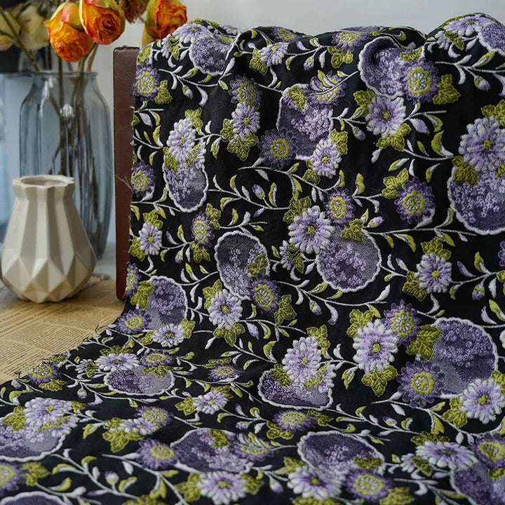 Hayai Purple Black Yarn Dyed Jacquard Fabric