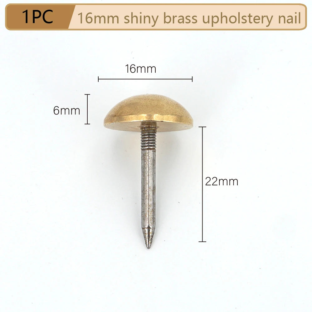 Round Dome Solid Brass Upholstery Nails