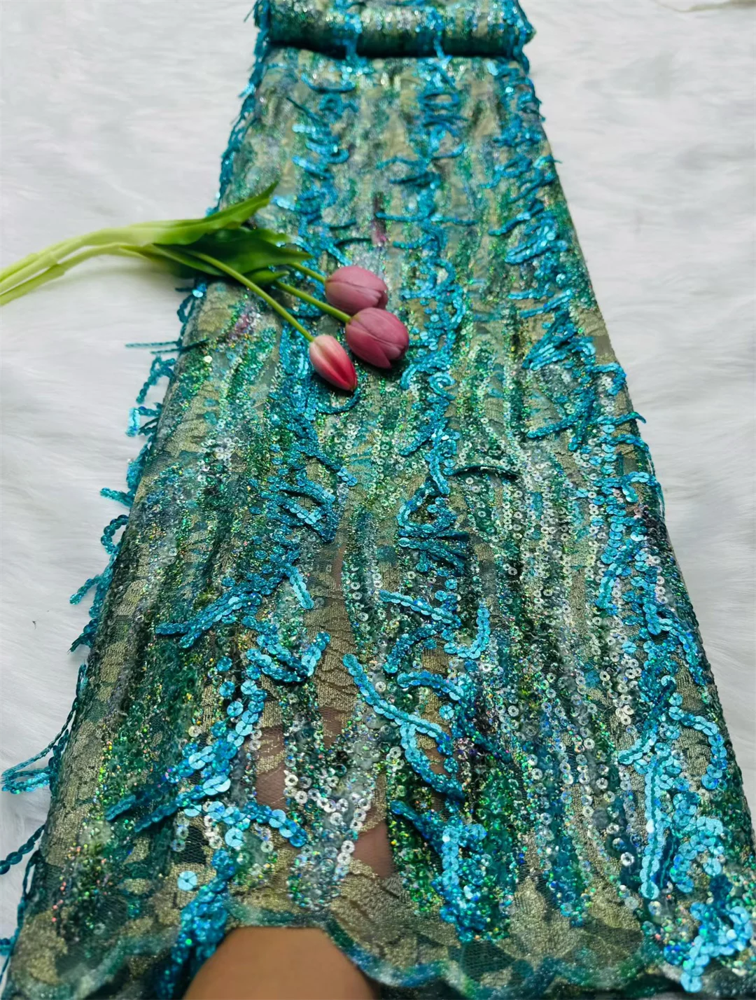 5 YARDS / 5 COLORS / Luminara Beaded Embroidery Bridal Mesh Lace Fabric