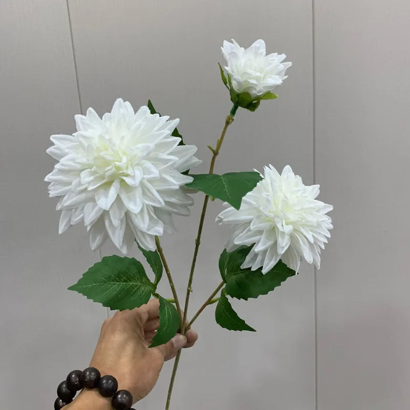 Fake Dahlia Flower with 3 Blooms