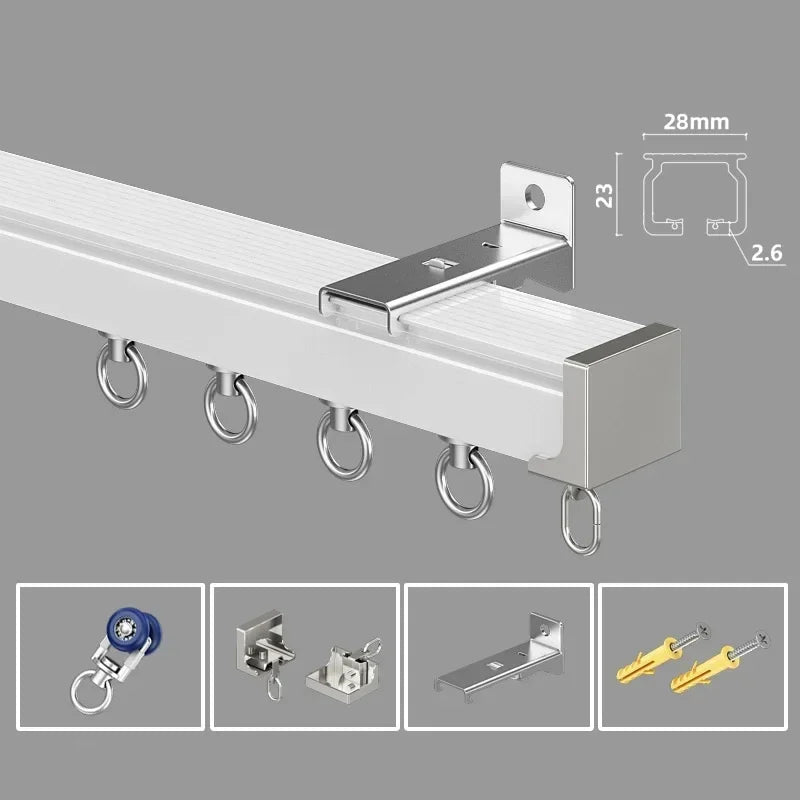 GlideForge Heavy Duty Single Double Curtain Track Up To 120KG