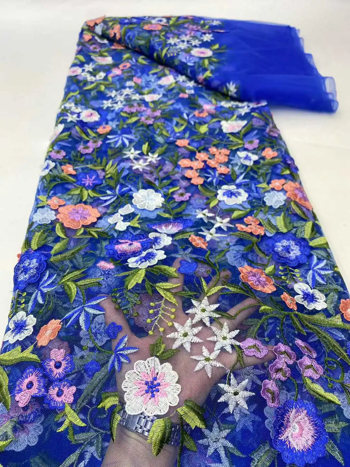 5 Yards / 14 Colors / Etherea Multicolor Flowers Tulle Lace Fabric