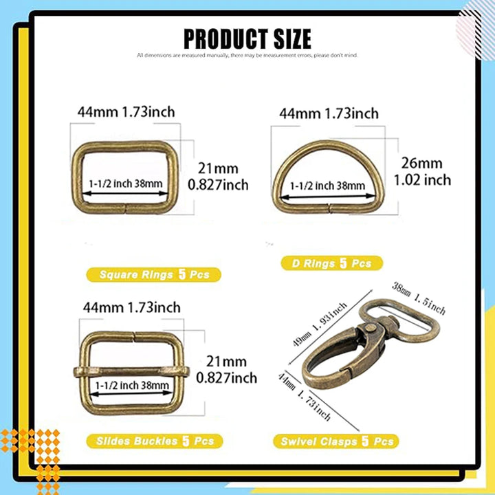 20 SET /  Metal Belt Buckle D Ring Set