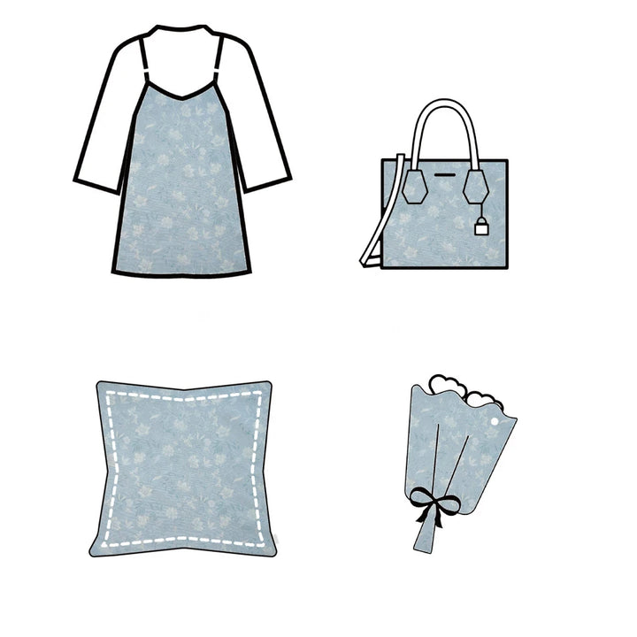 Raiso Light Blue Floral Dyed Jacquard Fabric