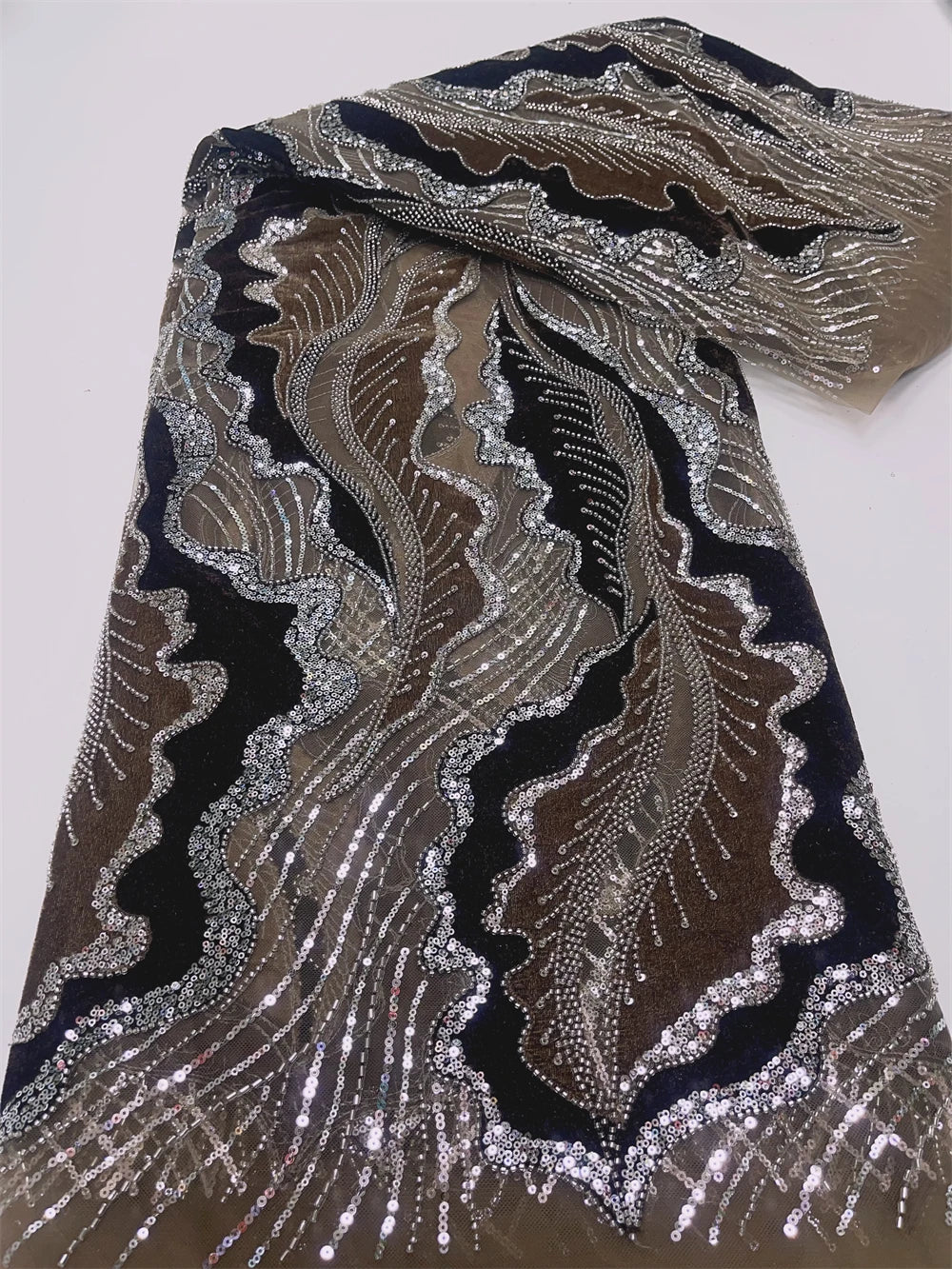 5 YARDS / 6 COLORS / Beadique Abstract Beaded Embroidery Bridal Mesh Lace Fabric