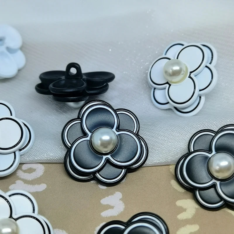Faheao Camellia Flower Resin Button - 6 PC