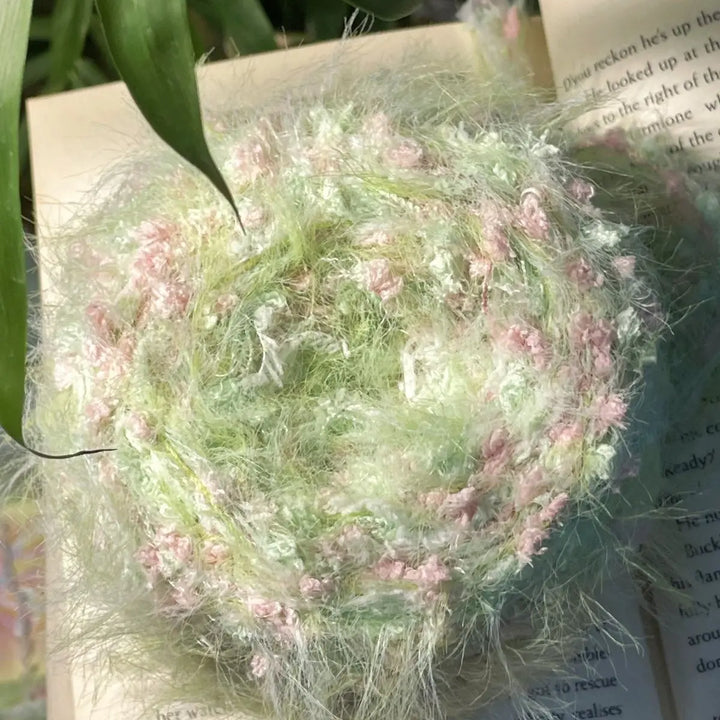100g Green Flowers Hand Mixed Yarn