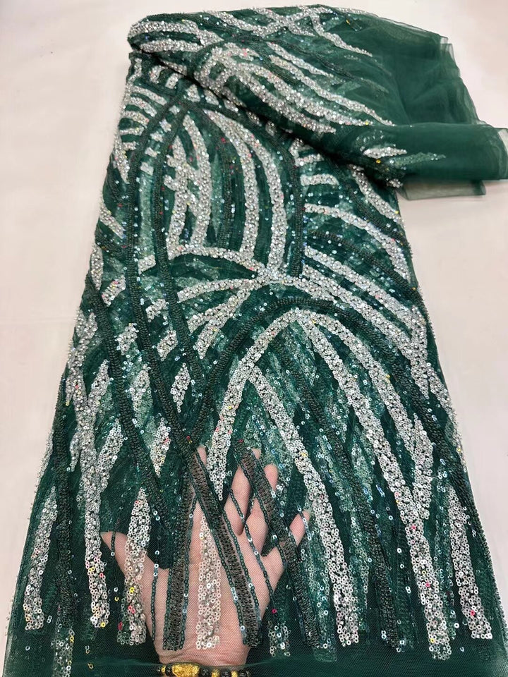 5 IARDE / 8 COLORI / Tessuto per abiti da cerimonia nuziale in pizzo scintillante con ricami di perline e paillettes Imran